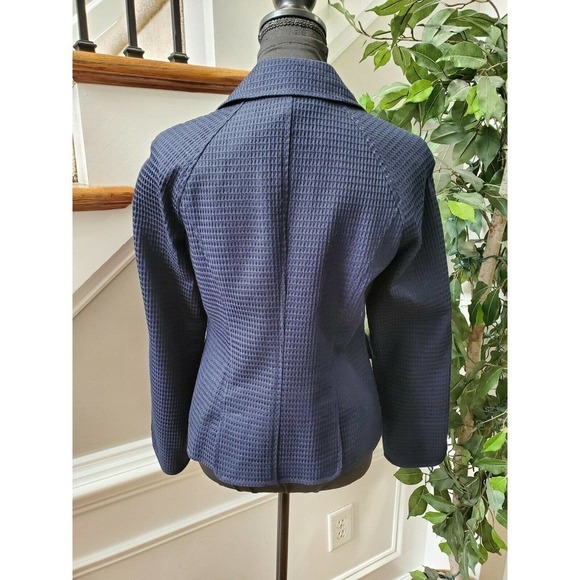 Talbots Women's Blue 100% Cotton Long Sleeve Front Buttons Fitted Blazer Size 4 - Picture 7 of 12